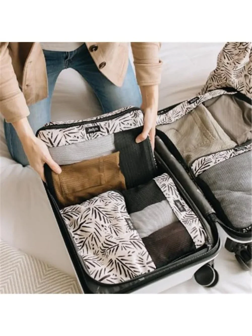 Travel Packing Cubes 6 Piece Luggage Organizer Set Mesh Suitcase Bags Waterproof